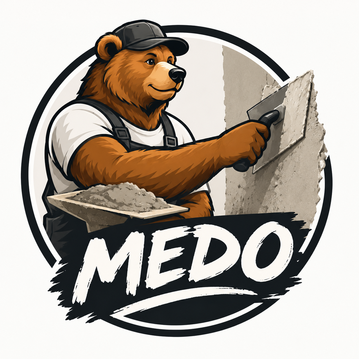 Medogradnja logo, medvjed sa gletericom